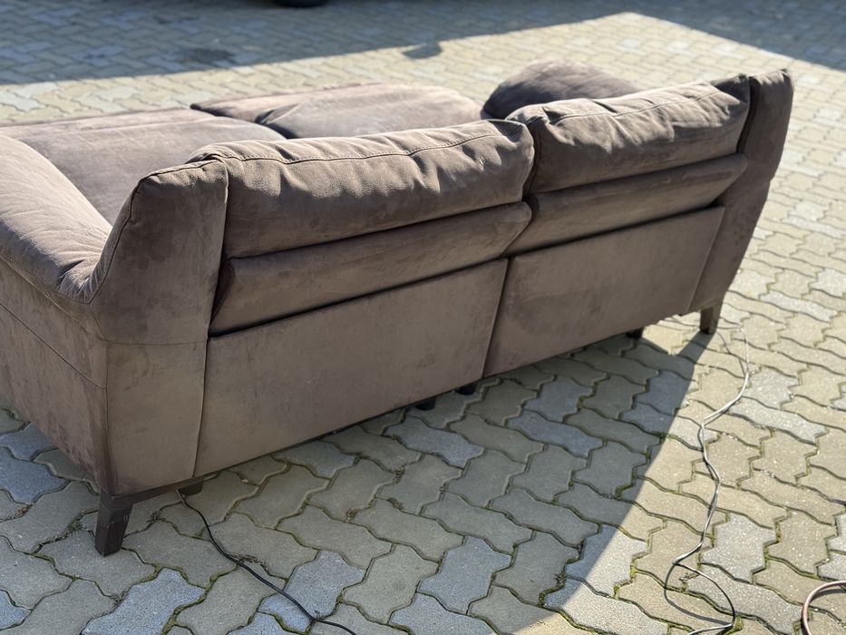 Vand canapea electrica din piele alcantara maro