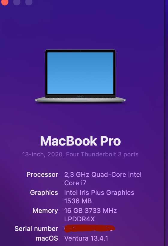 Macbook pro 13" 2020 i7