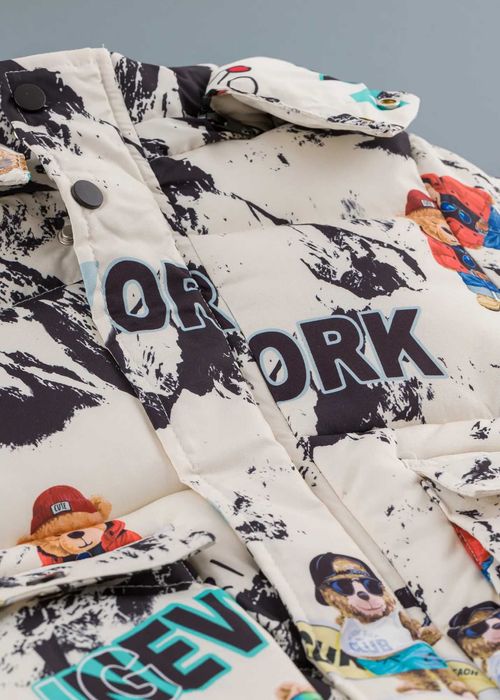 Детско яке с мечета и аксесоар чанта, Екрю Цвят