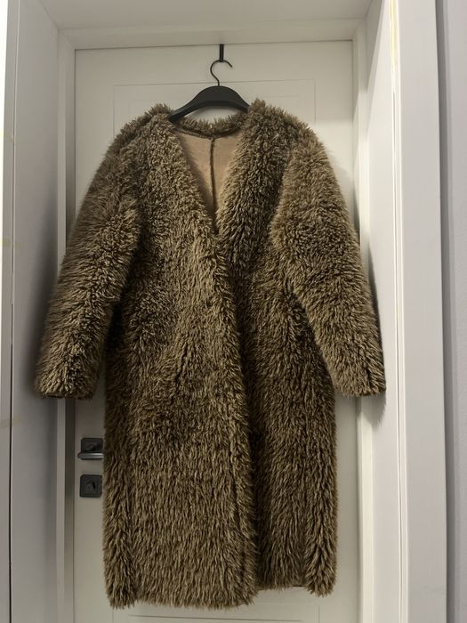 Эко шубка коричнего цвета