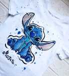 Ръчно рисувана тениска Стич, чаша stitch