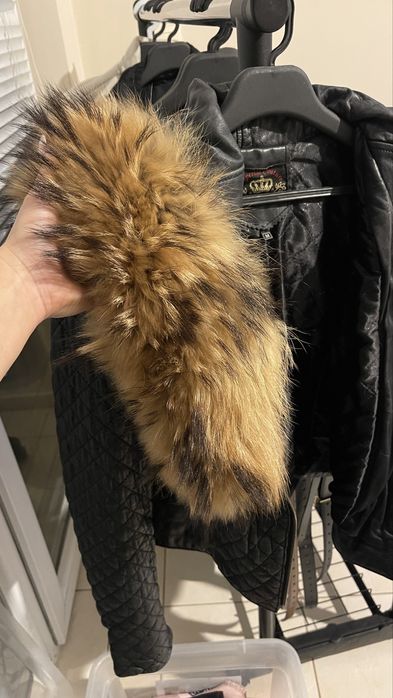 Дамско яке естествена кожа и косъм от лисица