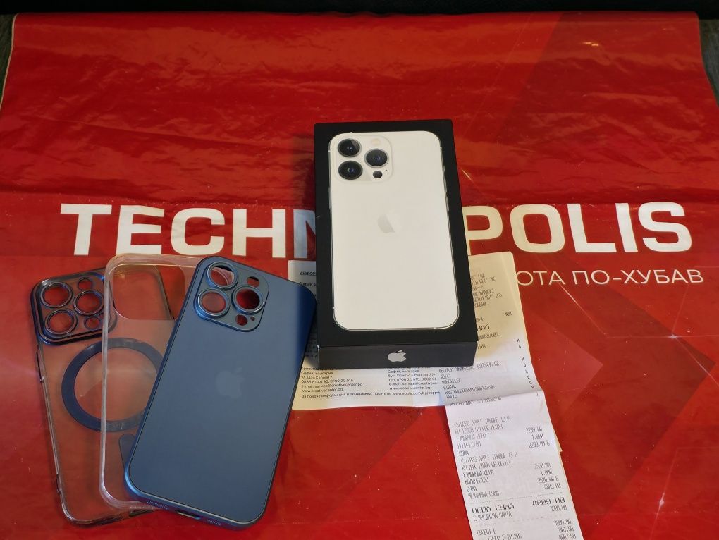 КАТО НОВ 128GB iPhone 13 Pro Гаранция Технополис 2024г. Silver / Бял
