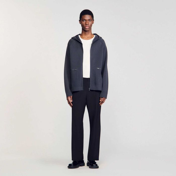 Sandro, Cardigan din tricot Milano cu glugă, Gri, M