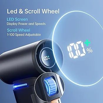 JISULIFE ventilator portabil cu 100 trepte de viteza 9000 mAh