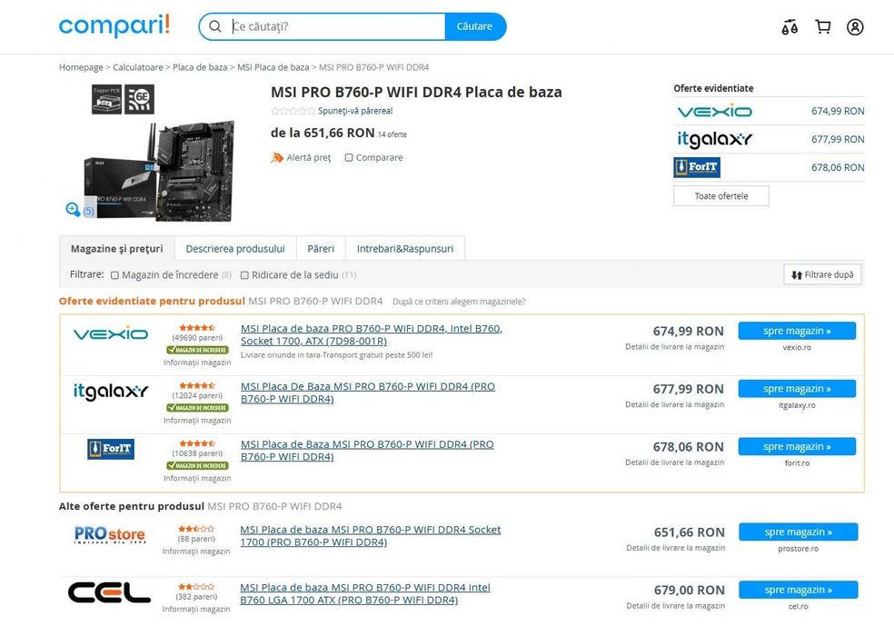 Kit gaming Intel Core i9-12900KS + Placa MSI PRO B760-P WIFI DDR4 –noi
