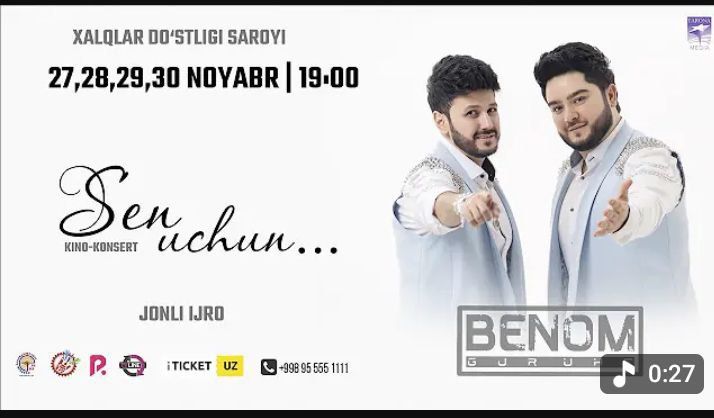 "Benom" konsertiga bilet parter