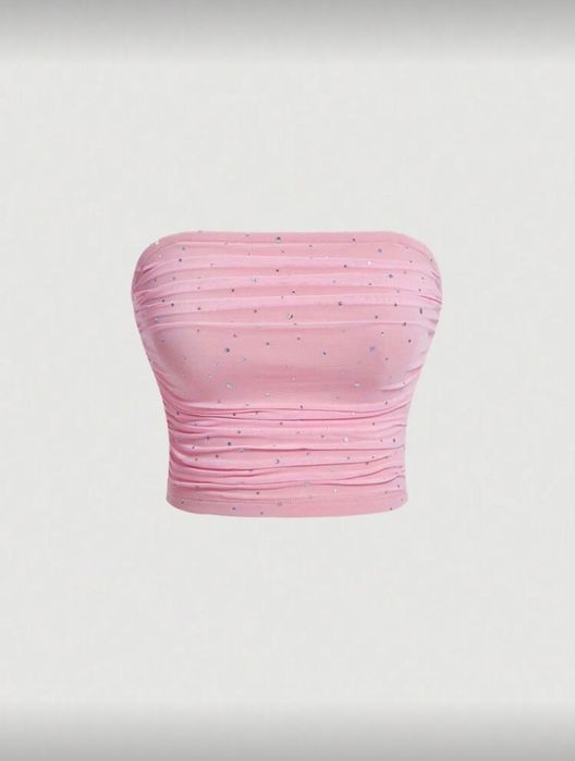 Чисто нов розов блестящ топ