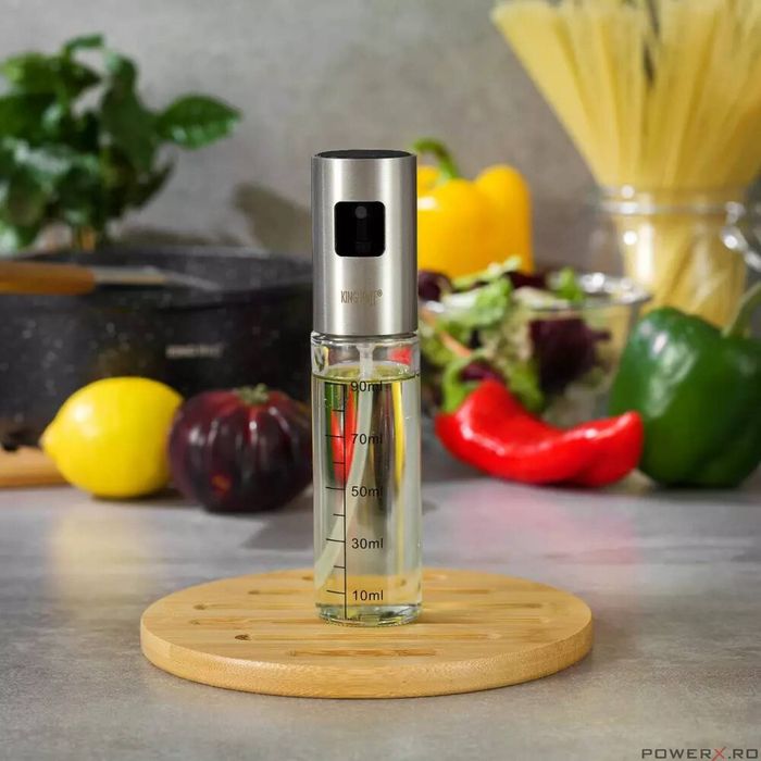 Pulverizator pentru ulei si otet, cu capac argintiu, 100 ml Kinghoff