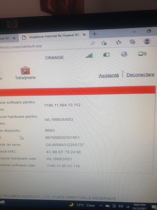 Router wifi Huawei B683. Decodat