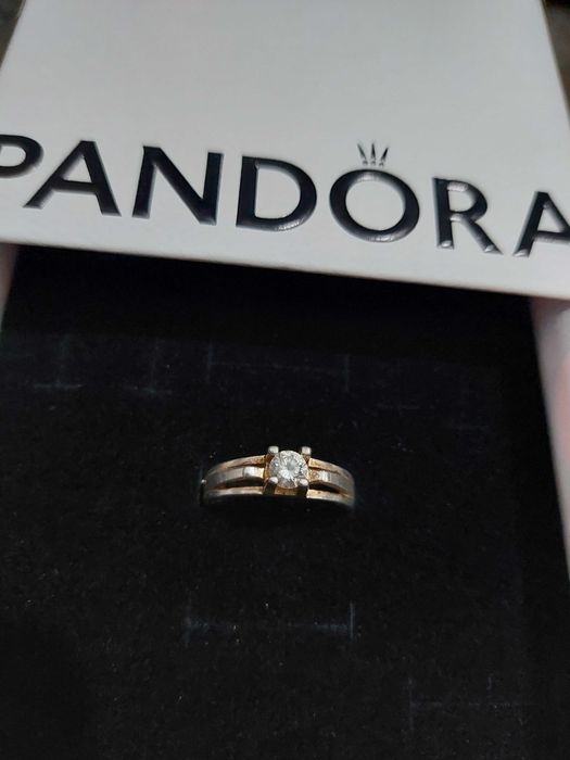 Inel de argint stil de logodna in cutie cadou Pandora