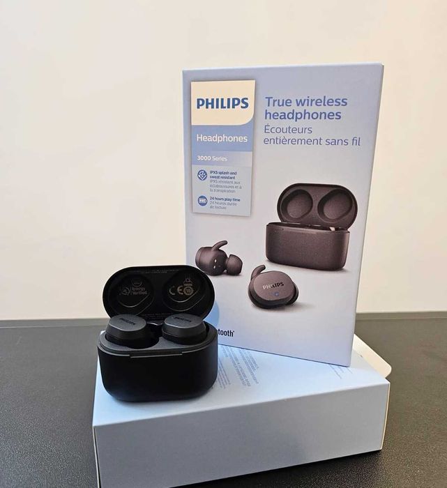 Casti bluetooth Philips TAT3216 (NOI) rezistente la apa, autonomie 24h