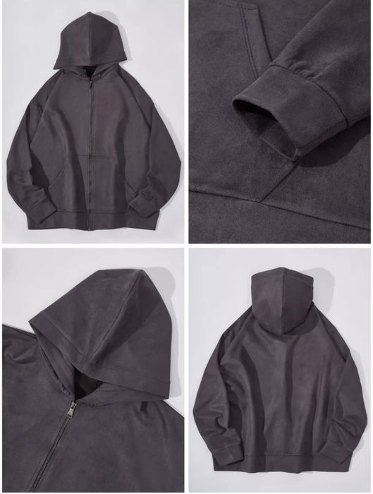 Зип худи оверсайз с капюшоном на молнии без начеса
