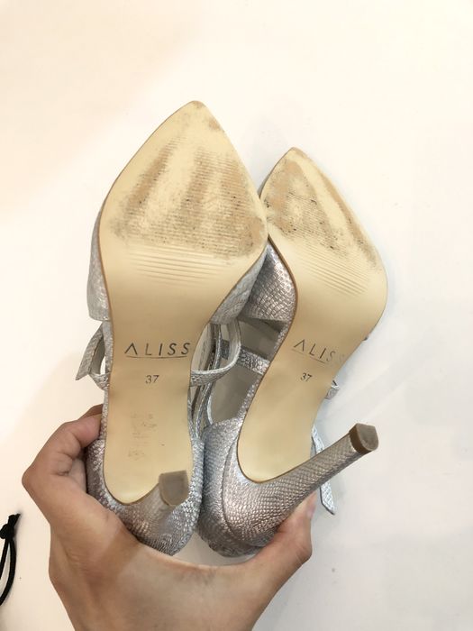 Pantofi argintii Aliss cu barete, marimea 37
