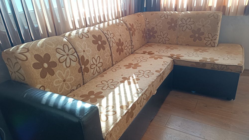 Ъглов Диван Разтегателен  /В.80см./Ш.73см./Д.210+140см.