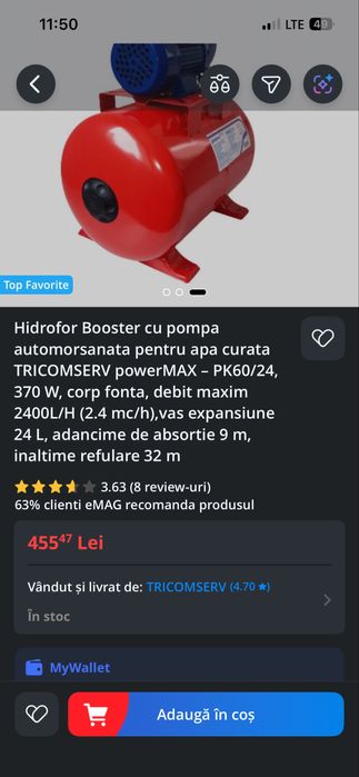 Vand hidrofor resigilat