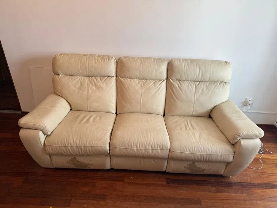 Canapea crem de piele naturala nefolosita