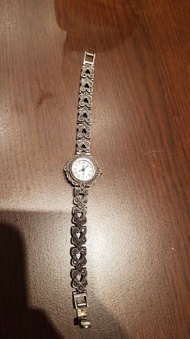 Ceas dama argint 925,mecanism myiota japonez,marcasite,stare perfecta