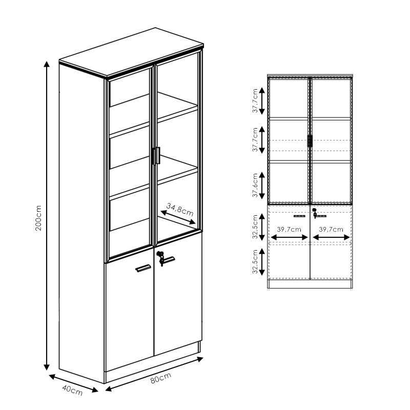 Библиотека, Oscar, Орех, Пдч, 80х40х200см.