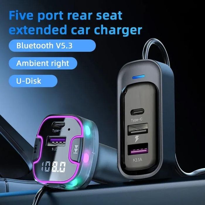 Bluetooth 5.3 fm трансмитер за кола, verk с56 10150 комплект за ...