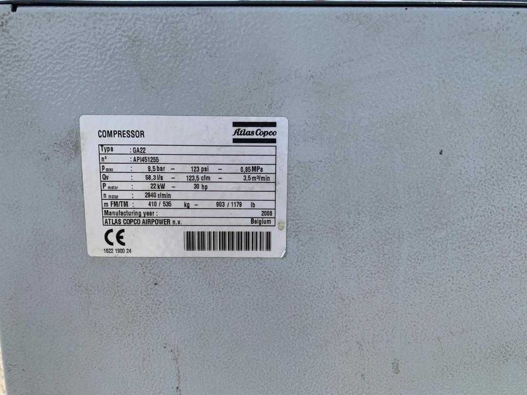 Compressor Atlas Copco  22kw An 2006
