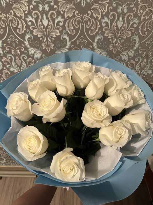 Ақ роза 15 штук.