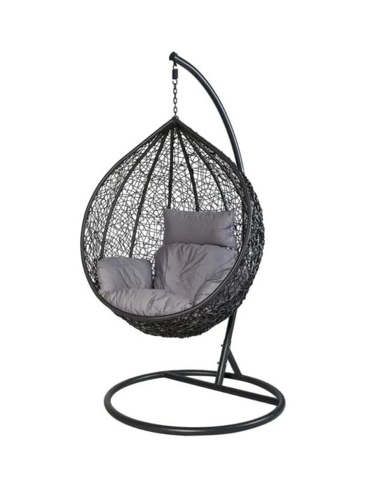 Scaun suspendat tip cuib terasa balcon din ratan maro