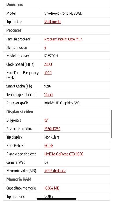 Vand laptop ASUS  i7,16gbDDR4,250ssd +1T hDD