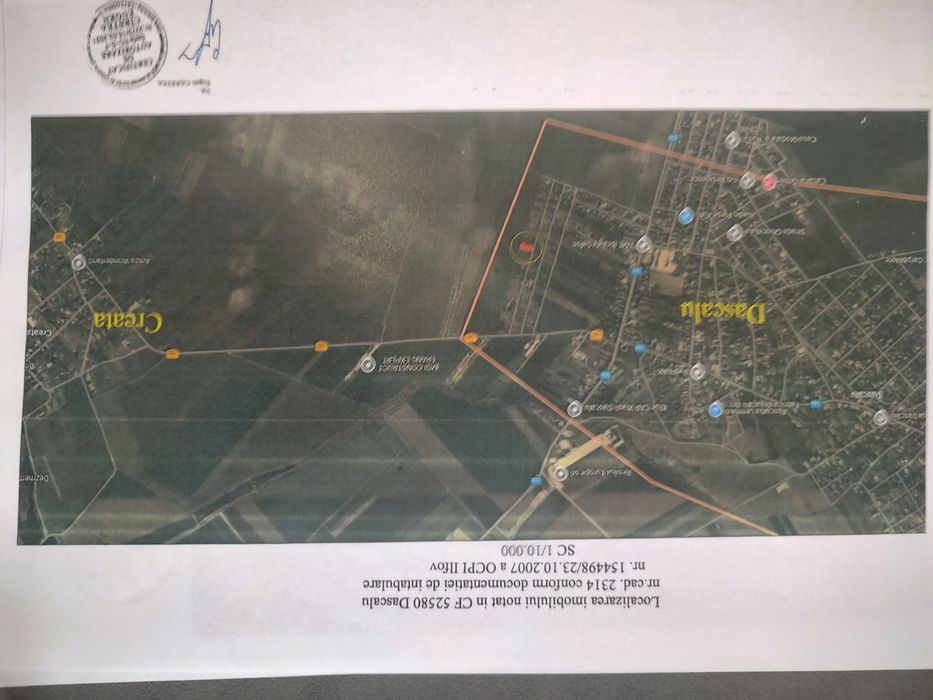 Teren intravilan Dascălu cadastru și intabulare