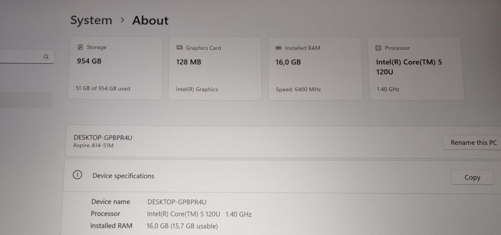 Acer aspire a14-51m