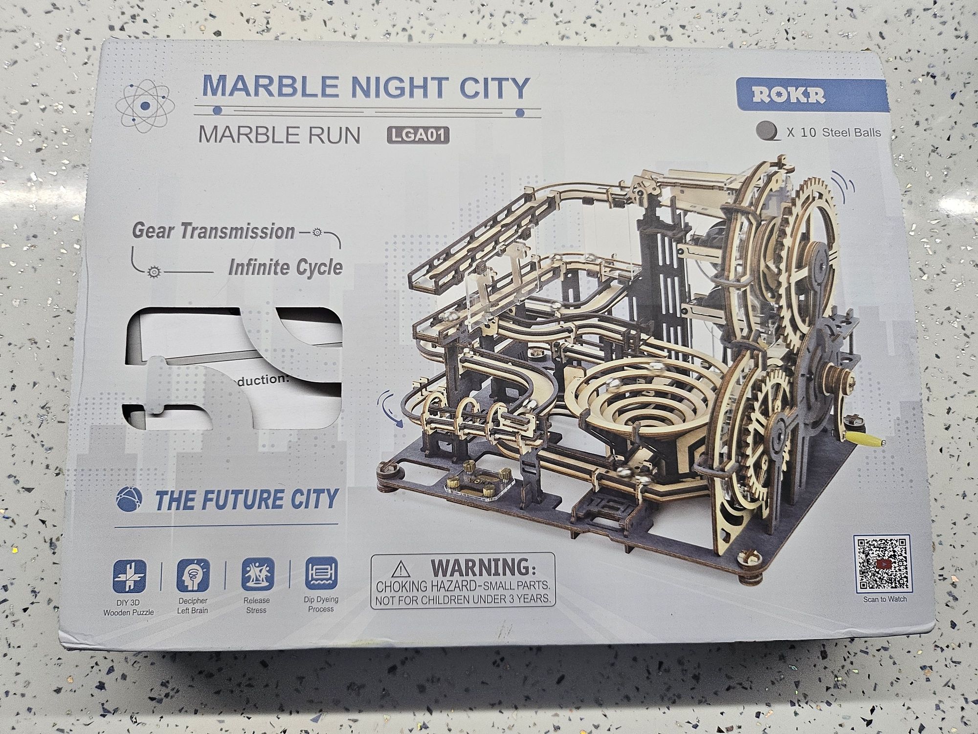 3D пъзел, Robotime, Marble Spaceport, дърво,