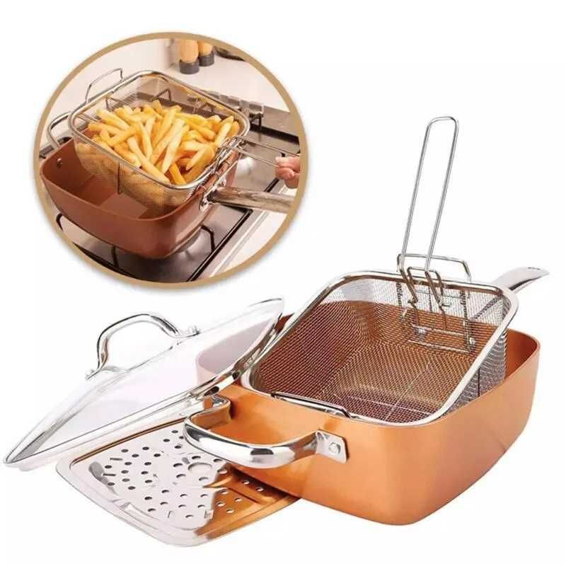Тиган 5в1 с незалепващо покритие и 5 функции на работа Copper Chef