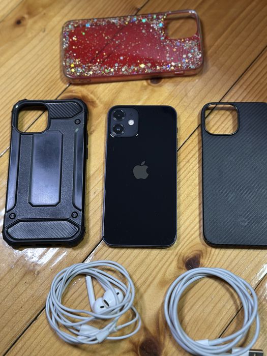 iPhone 12 Mini impecabil black 89% | casti | huse | cablu + cutie