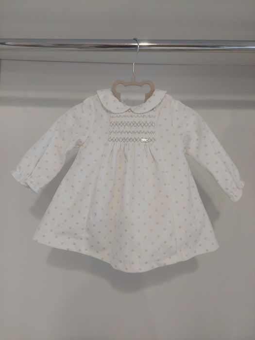 Mayoral - Бебешка рокля на точки в бял цвят, 70см./4-6 м.
