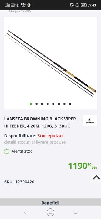 Lanseta feeder Browning R/Și black viper 3 4.2 120g