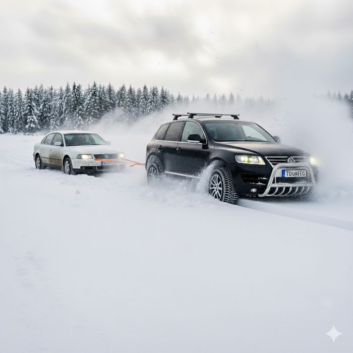 Прикурить авто, вытащить из снега, дотащить на тросу