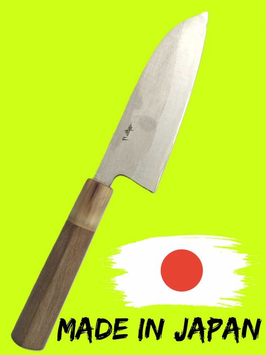 HOCHO CUTIT Santoku Otel Inox Japonez - Maner Lemn Magnolie Corn Bivol