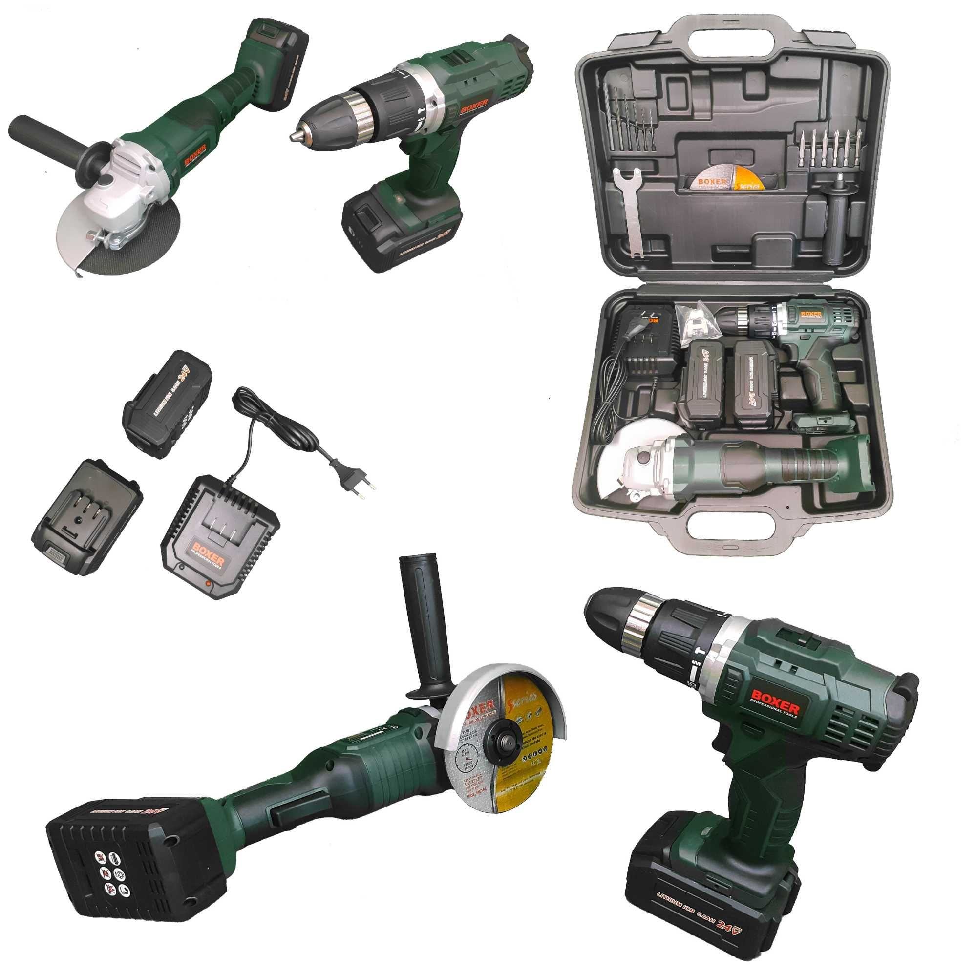 Set masina gaurit si insurubat + polizor unghiular / flex 24V 5ah