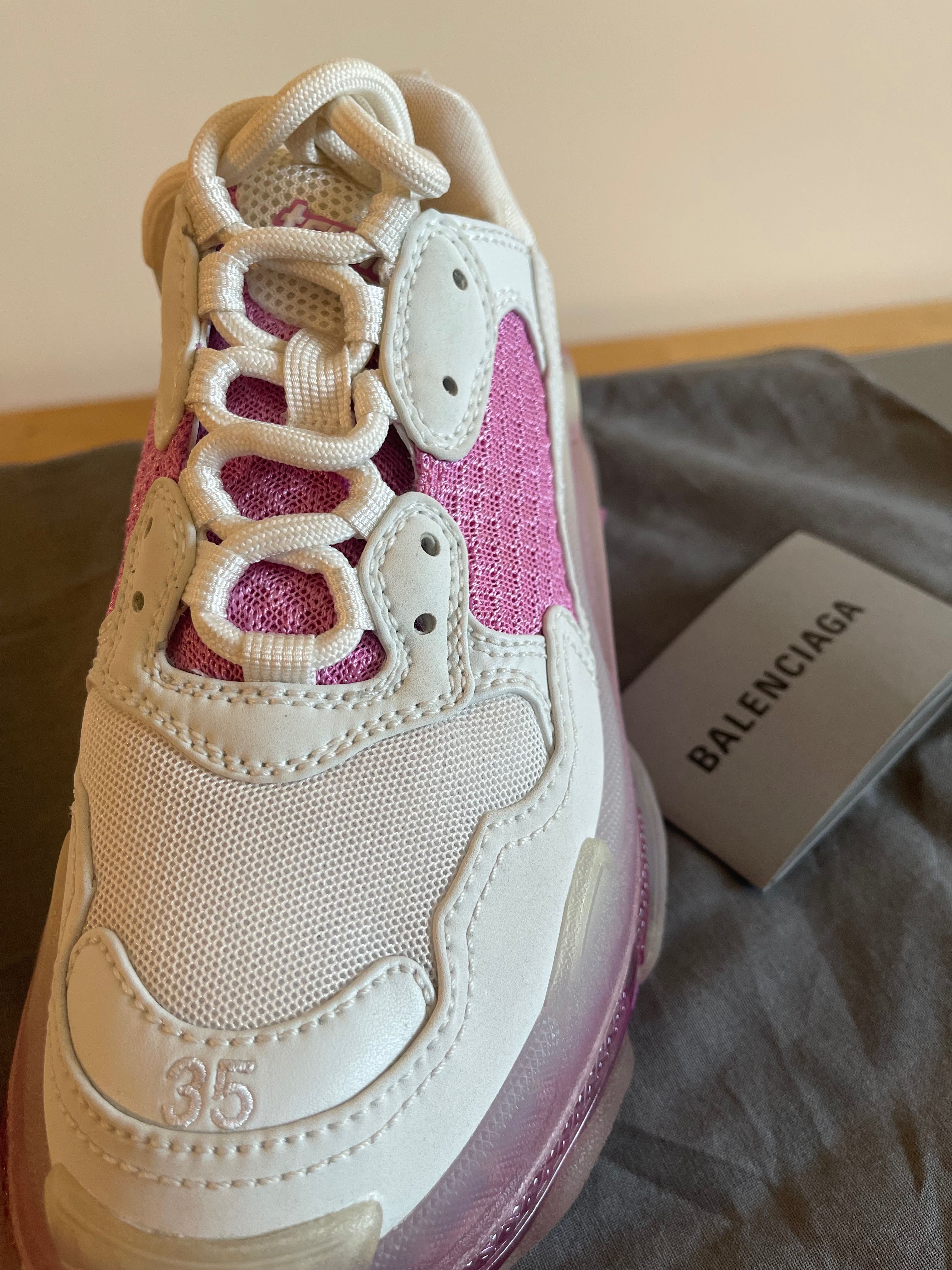 Pantofi Balenciaga Triple S Sneakers Dama Alb-Roz Marime 35