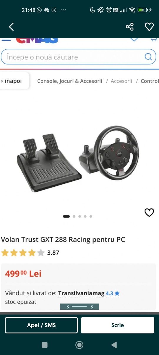 Volan Trust GXT 288 Racing pentru PC