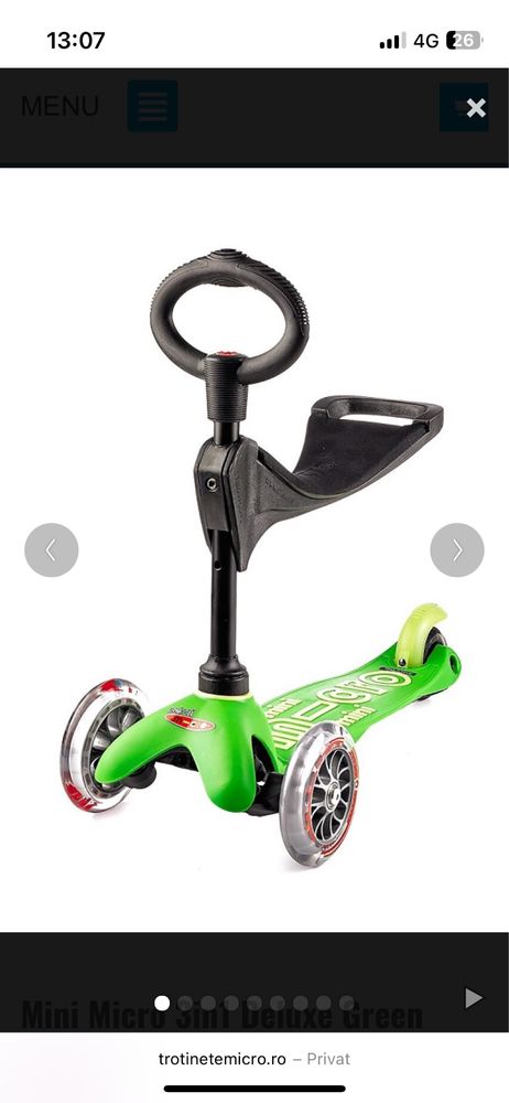 Trotineta copii Mini Micro 3in1 Deluxe Green