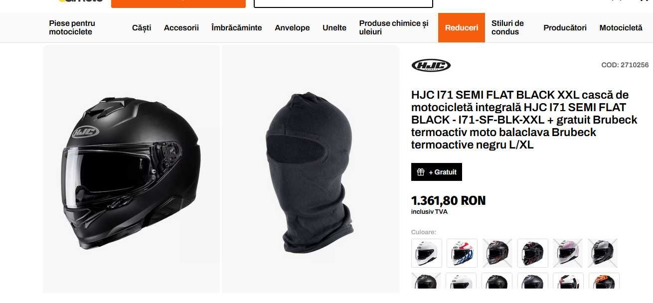 Casca moto scuter atv HJC I71 L  si sistem de comunicatie purtata o zi