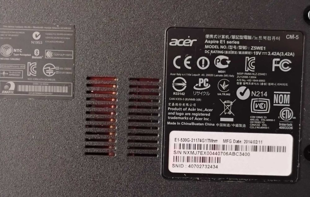 Лаптоп Acer Aspare E1-530G 1000 GB HDD