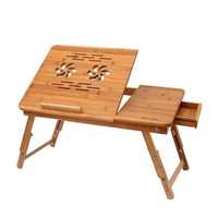 Masa pliabila pentru laptop lemn bambus, cu unghi ajustabil