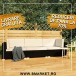 Set mobilier gradina/terasa canapea/coltar cu perne Negru/alb RATAN