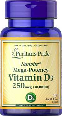 Витамин Д3, 10 000 IU, Puritan`s Pride, 100 капсул из Америки