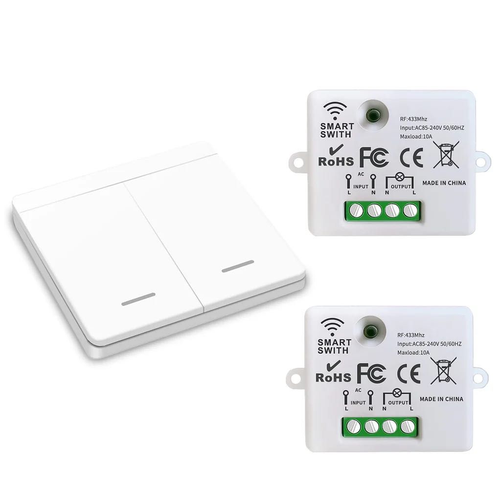 Безжичен RF Smart ключ с два канала + 2 приемника – 433MHz, 220V, 10А