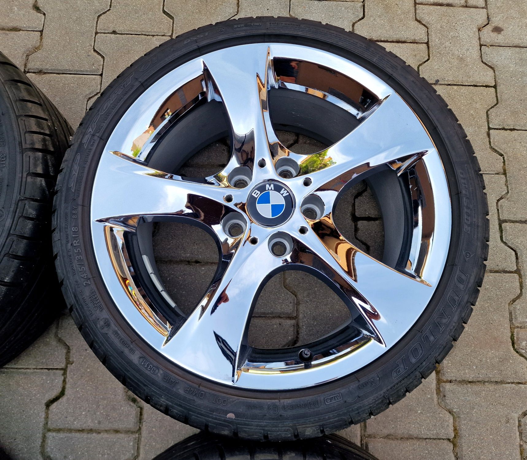 Jante BMW CHROM originale BMW NOI pe 18 cu anvelope vara NOI roti jent