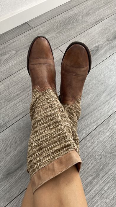 Vand cizme piele combinat cu in