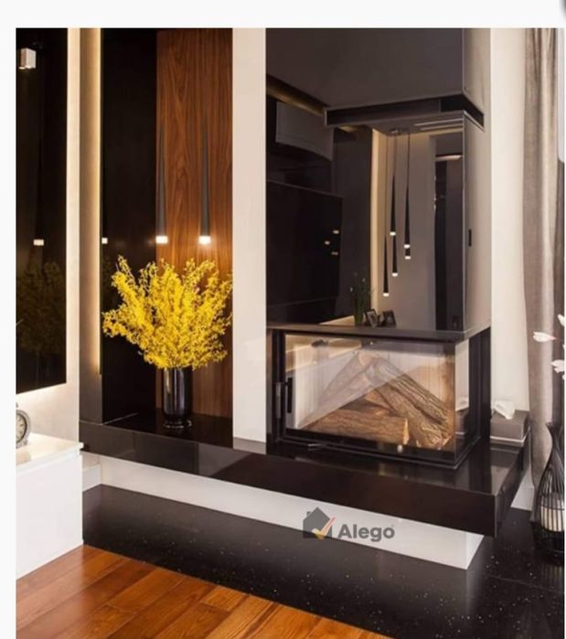 Semineu fonta, 2 fete sticla, pe colt